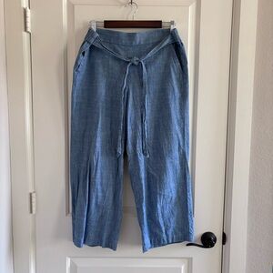 J Crew Blue Cropped Chambray Pants Size 14 EUC